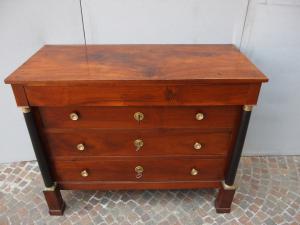 CÔMODA EM NOGUEIRA ESTILO IMPÉRIO SÉCULO XIX restaurada cm 120xP55xH97